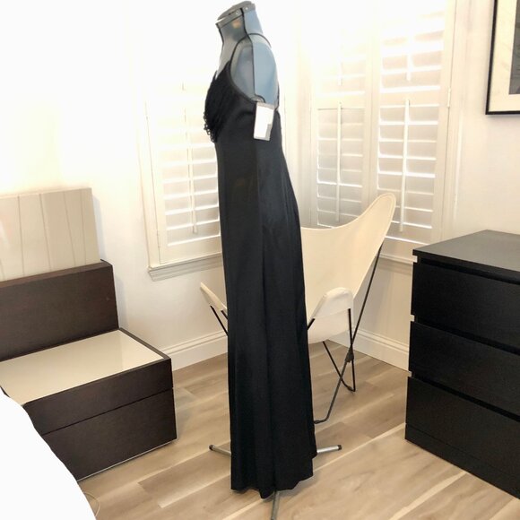 Rimini Long Luxurious Black Evening Gown Spaghetti Straps Size 8 - Picture 7 of 14